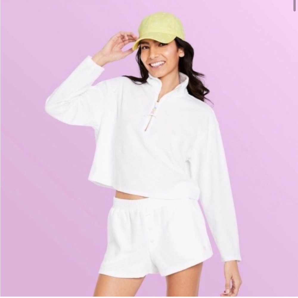 Target x Stony Clover Lane collab White Terry Cloth Quarter Zip